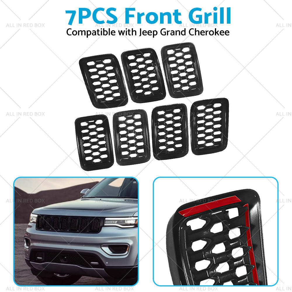 Front Grill Mesh Covers Inserts Suitable for Jeep Grand Cherokee 17-22 Black-4
