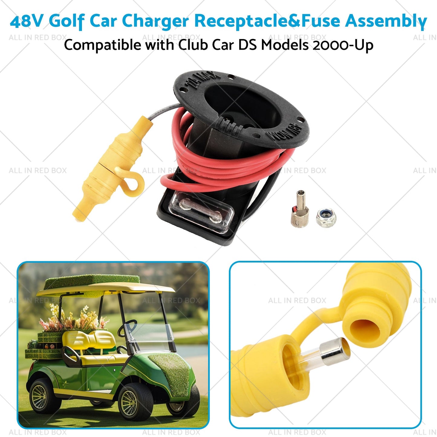 48V Golf Car Charger Receptacle and Fuse Assembly Suitable for Club Car DS 2000-Up-4