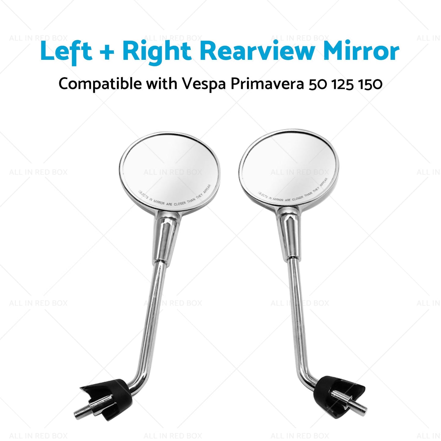 Left and Right Rearview Mirror Chrome Suitable For Vespa Primavera 50 125 150-2