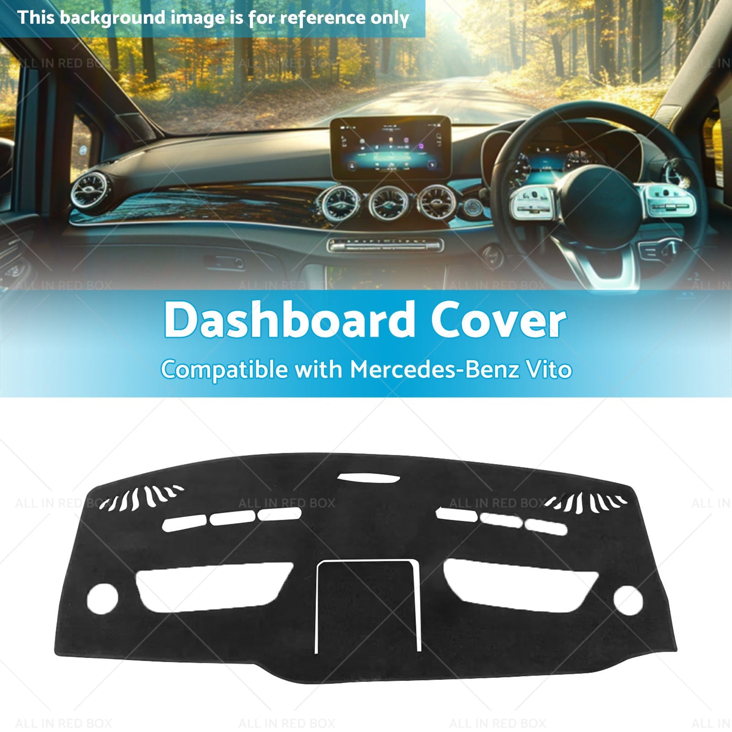 Dashboard Cover Suitable for Mercedes Vito Chassis 447 7 or 2014-On Black Dash Mat-2