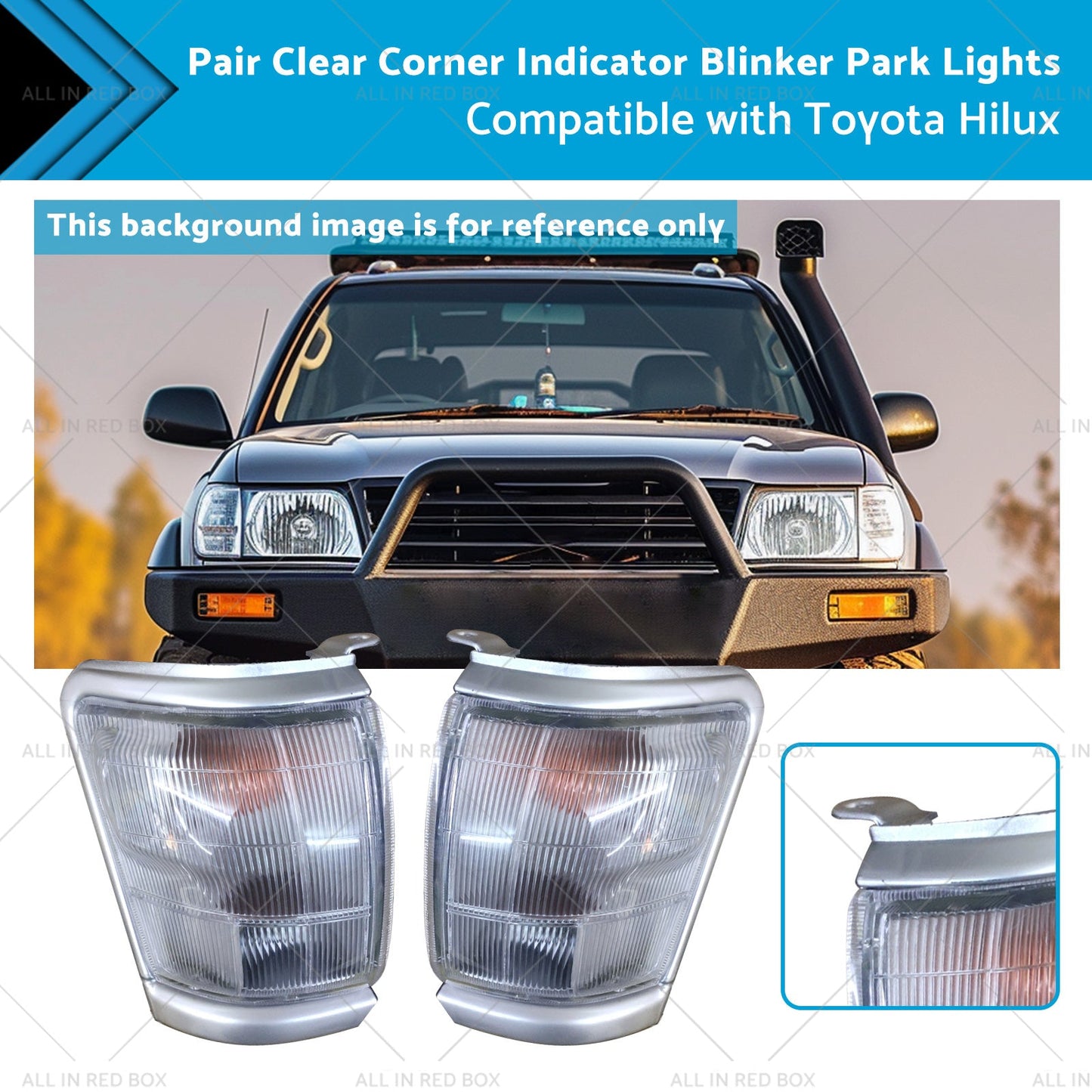 Pair Clear Corner Indicator Blinker Park Lights Suitable for 97-01 Toyota Hilux-0