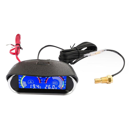 2in1 Car LCD Digital Display Gauge Water Temperature Meter Voltmeter Horizontal-1