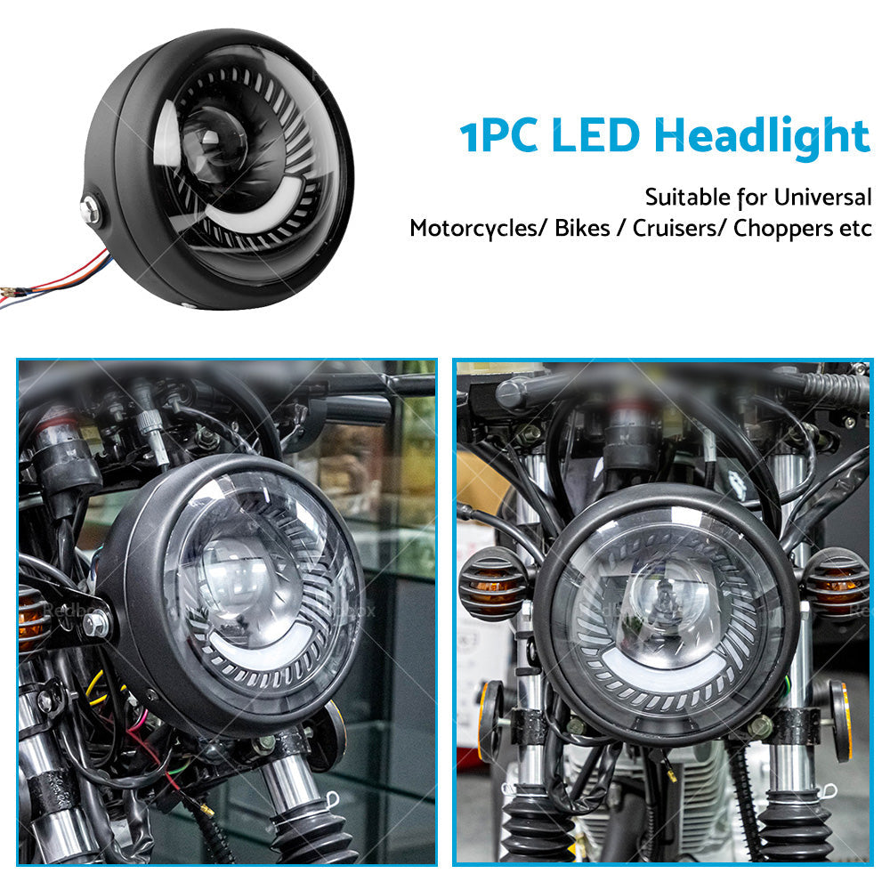Motorcycle 6. 5inch LED Headlight Spiral Side Mount Bracket Suitable For Cafe Racer-3