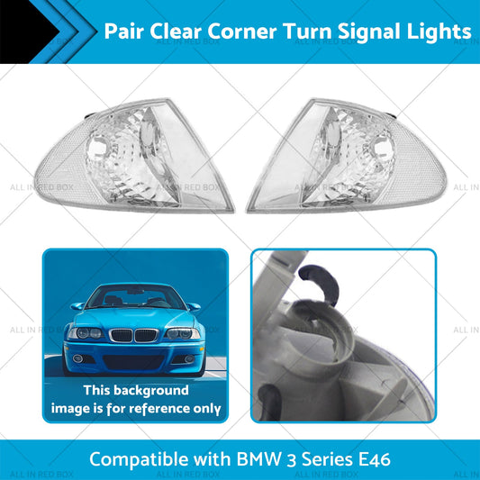 Pair Clear Corner Turn Signal Lights Suitable for BMW E46 98-01 3 Series-1