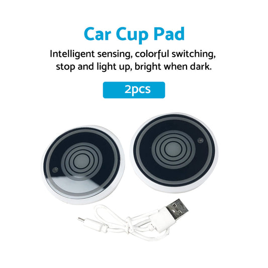 2xCup Pad Car Accessories LED Lights Cover Interior Decoration Lamp 7 Colors-1