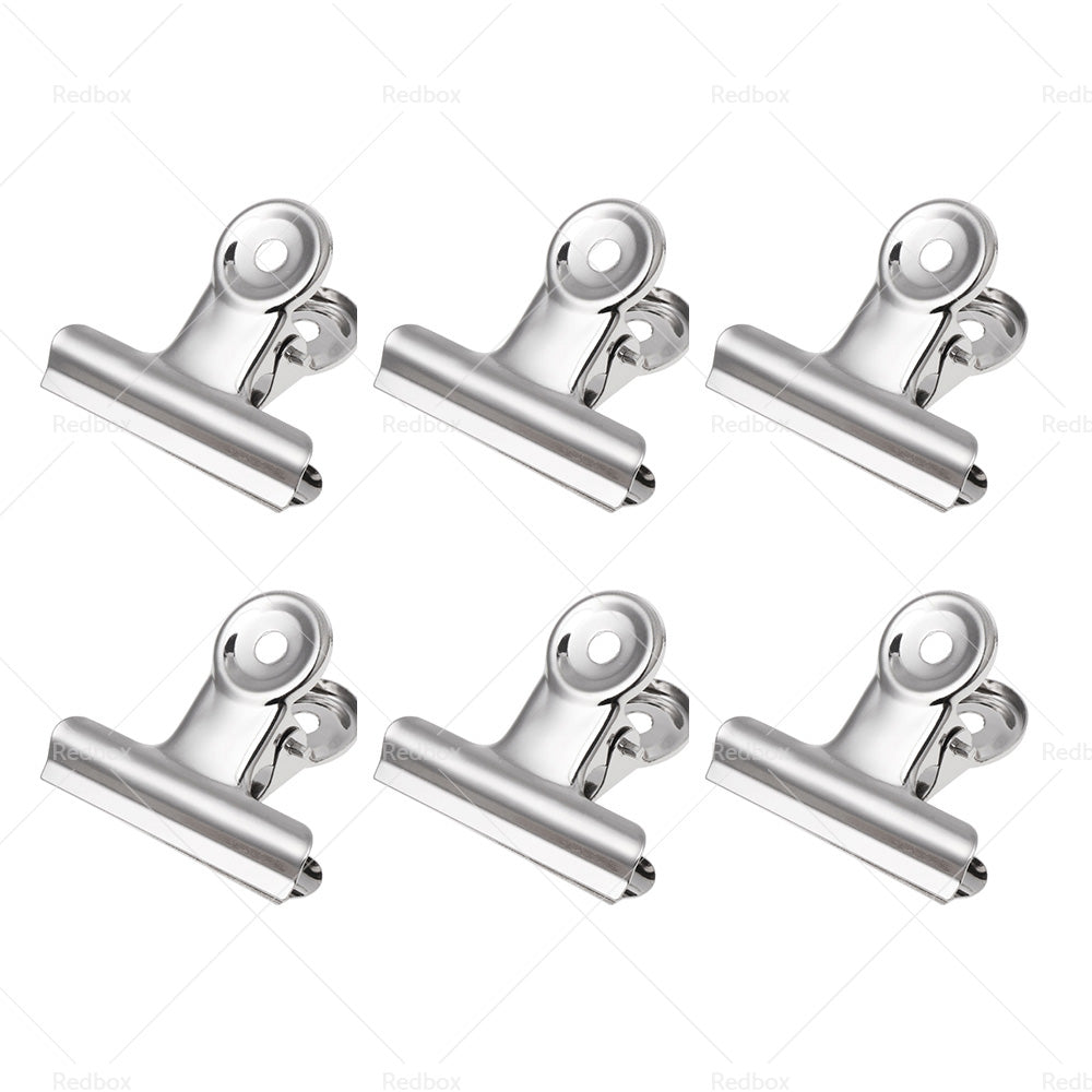 6/12PCS Stainless Steel Bulldog Paper Clip Metal Office Binder Grip Clamp 75mm-5