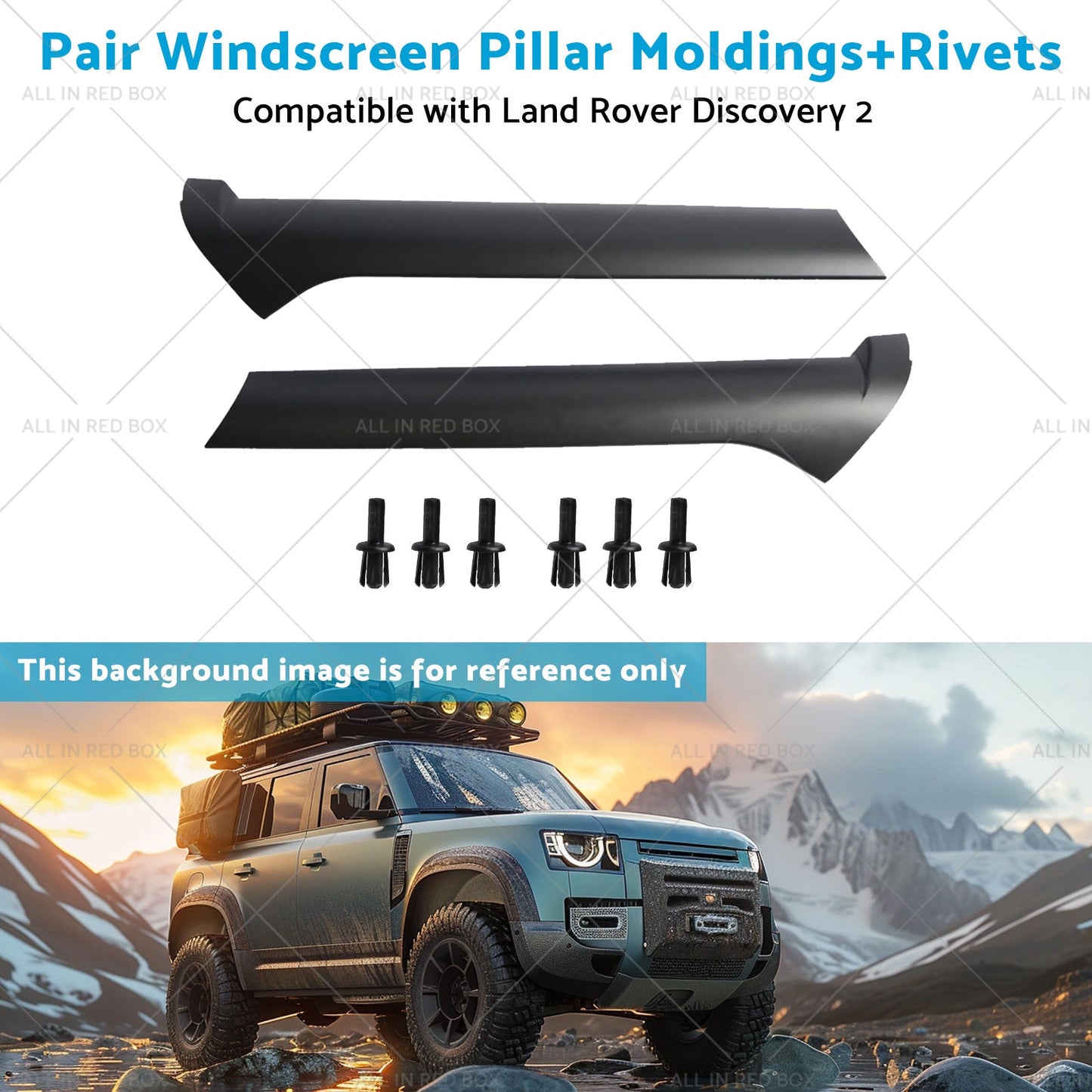 Pair Windscreen Pillar MoldingsRivets Suitable for 99-04 Land Rover Discovery 2-4