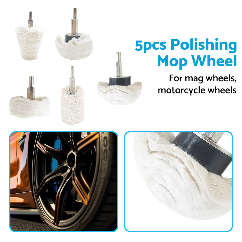 5PCS Polishing Buffing Pad Mop Wheel Drill Kit for Manifold Aluminum Stainless-4