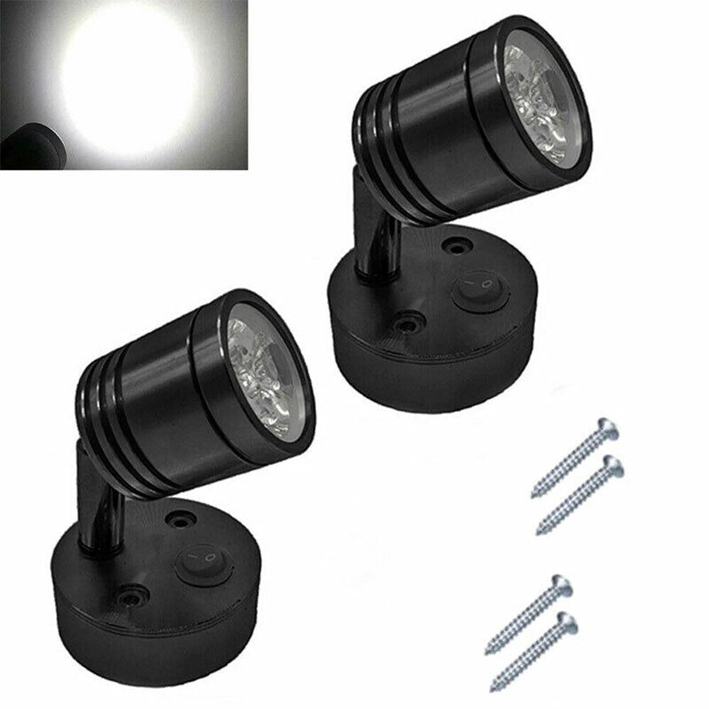 2x 12V LED Interior Spot Reading Light Wall Lamp with Switch Suitable For Caravan Camper-2