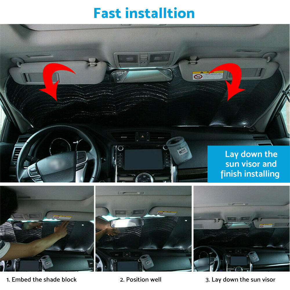 Car Windscreen Sun Shade Cover Black Eyes Anti-UV Aluminium Foil Heat Blocking-4