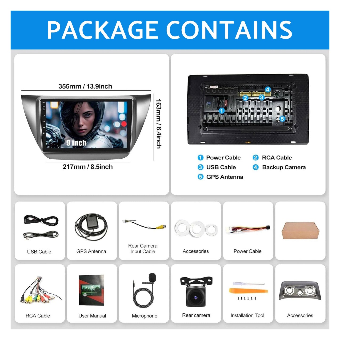 4GB+64GB CarPlay Android 13 Stereo Suitable for Mitsubishi Lancer 2003-2007-3