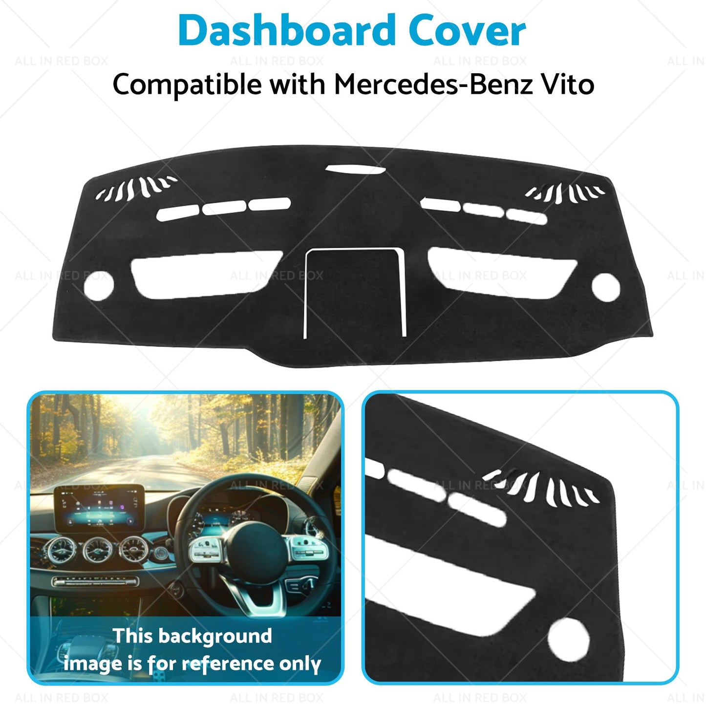 Dashboard Cover Suitable for Mercedes Vito Chassis 447 7 or 2014-On Black Dash Mat-4