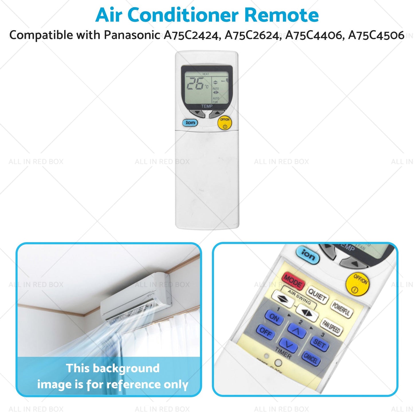 Air Con Remote Suitable for Panasonic A75C2424, A75C2624, A75C4406, A75C4506-4