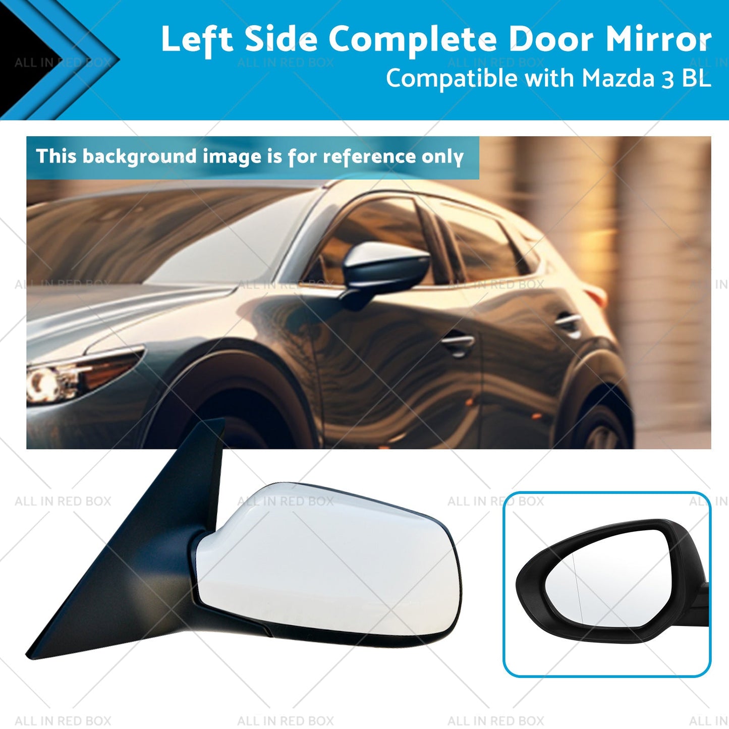 Left Door Mirror Suitable for Mazda 3 BL 2009-2013 NO Indicator White-0