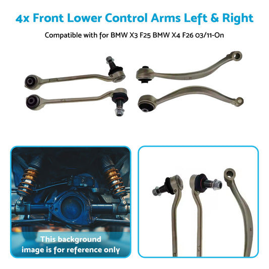 4x Front Lower Control Arms Left & Right Suitable for BMW X3 F25 X4 F26 03/11-On-1