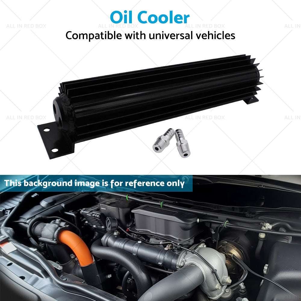 Oil Cooler Universal 12'' Aluminum Dual Pass Finned Transmission W Fittings SL-4