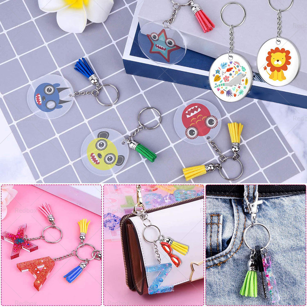 Bulk Keychains Ornament Set 150PCS Sublimation Blank Keychain for Crafts Jewelry-3