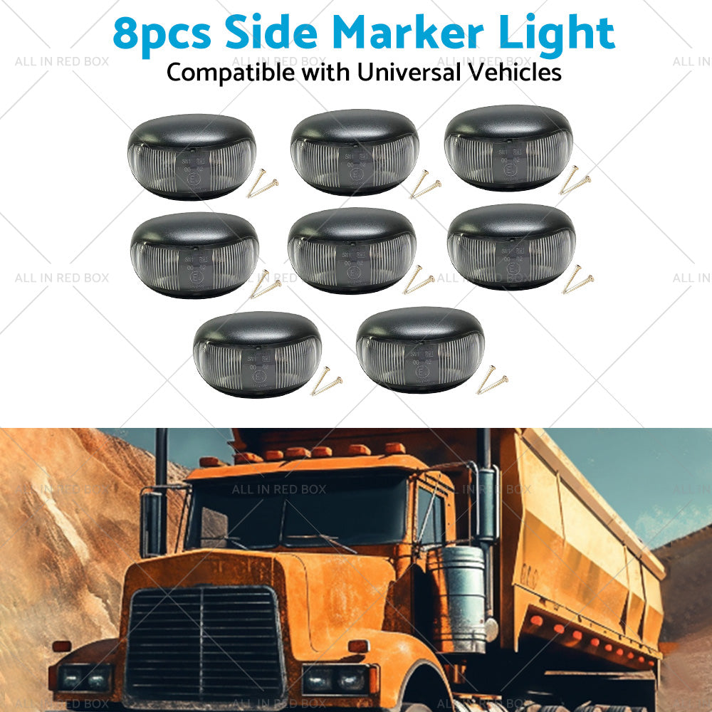 8pcs 2 LED Clearance Lights Side Marker Lamp Red Amber Trailer Truck 12V 24V-3