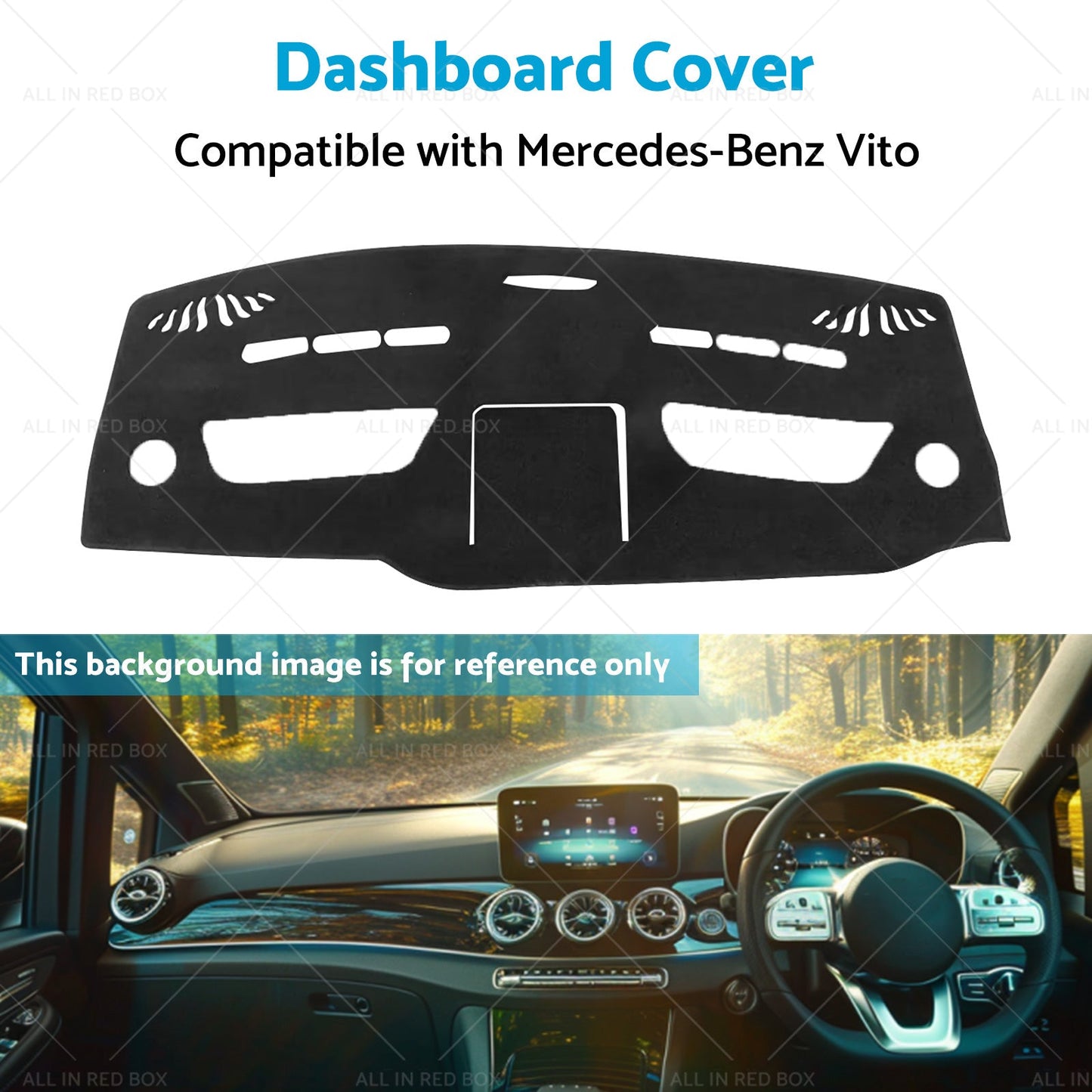Dashboard Cover Suitable for Mercedes Vito Chassis 447 7 or 2014-On Black Dash Mat-3