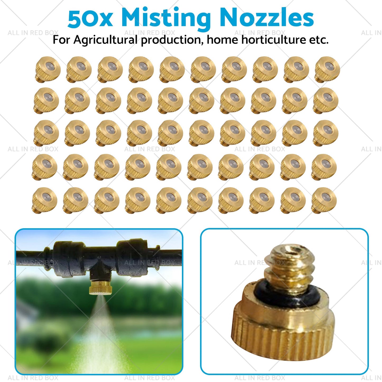 For Cooling System 0. 016inch 10 24 Brass Misting Nozzles Kit Water Mister Sprinkle-2