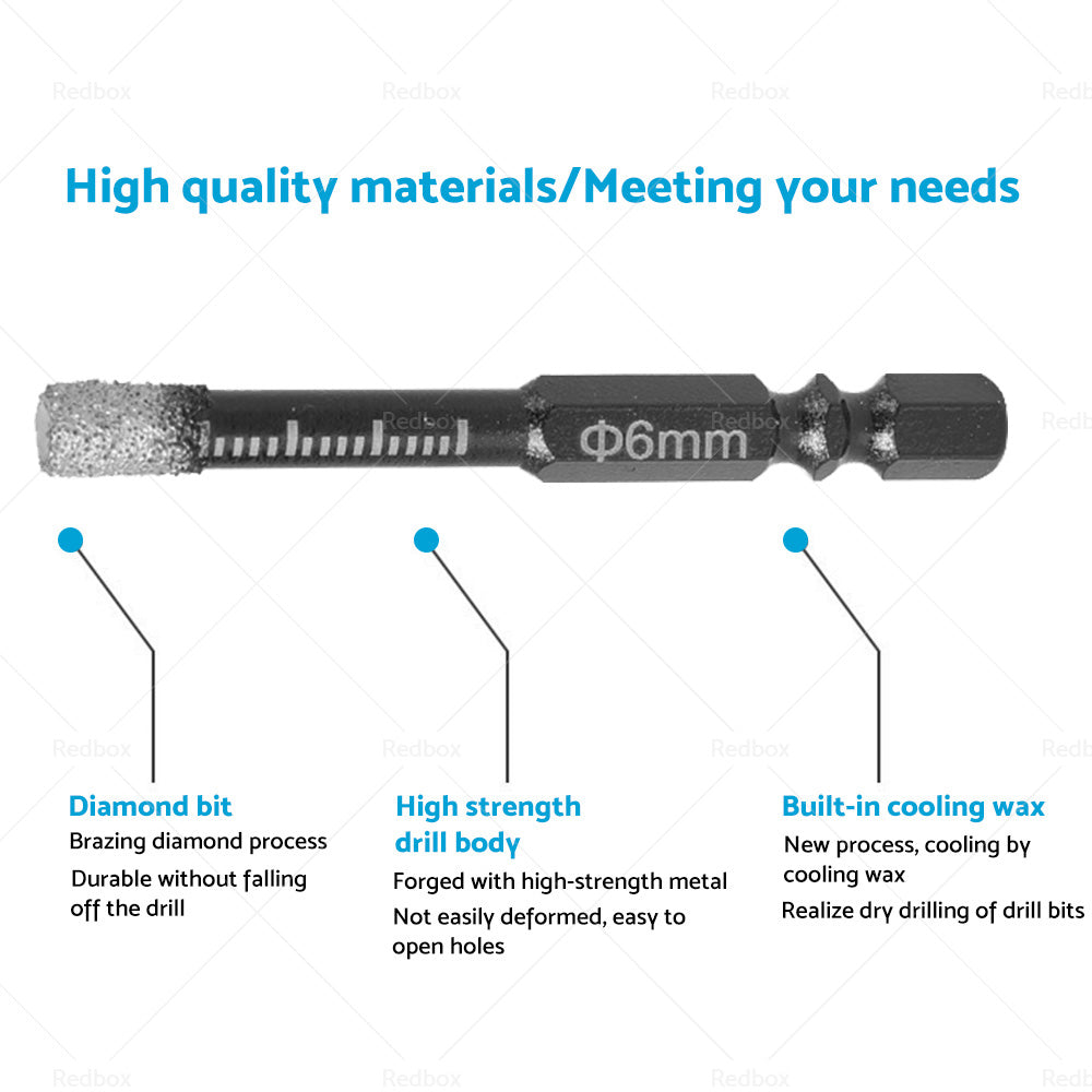 5x Dry Diamond Drill Bit 6mm For Porcelain Granite Tile Glass Ceramics Marble-4