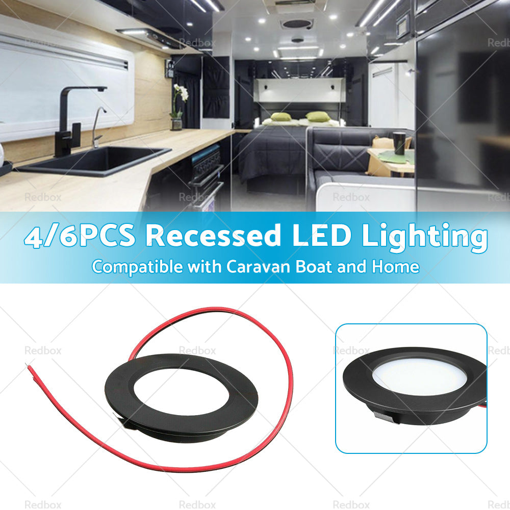 4/6PCS 12V Spot Lights Dimmable Caravan Boat Black Downlight Warm White AU-2