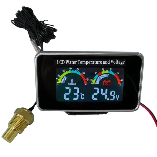 2 In1 Car Digital LCD Water Temperature Meter Voltmeter Gauge 12V/24V Display-1