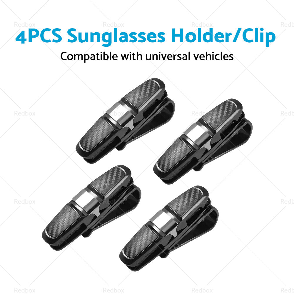 4PCS Luxury Car Sunglasses Holder Car Visor Sunglasses Clip Sun Ticket Card Hold-3