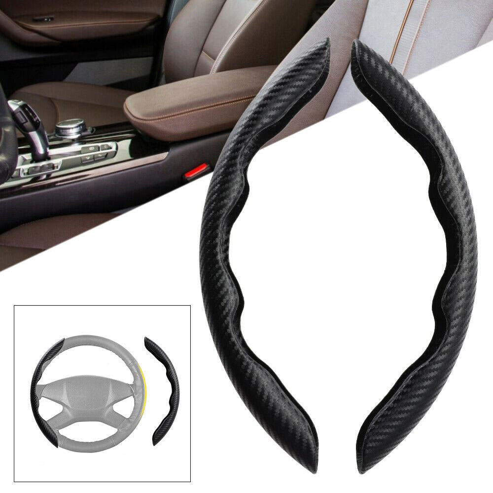 2x Black Carbon Fiber Steering Wheel Booster Non-Slip Cover Trim Accessories-3