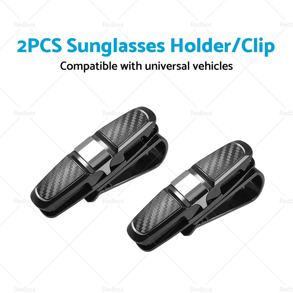 2pcs Car Glasses Holder Clip Case Sunglasses Eyeglasses Ticket Card Clip Holder-4