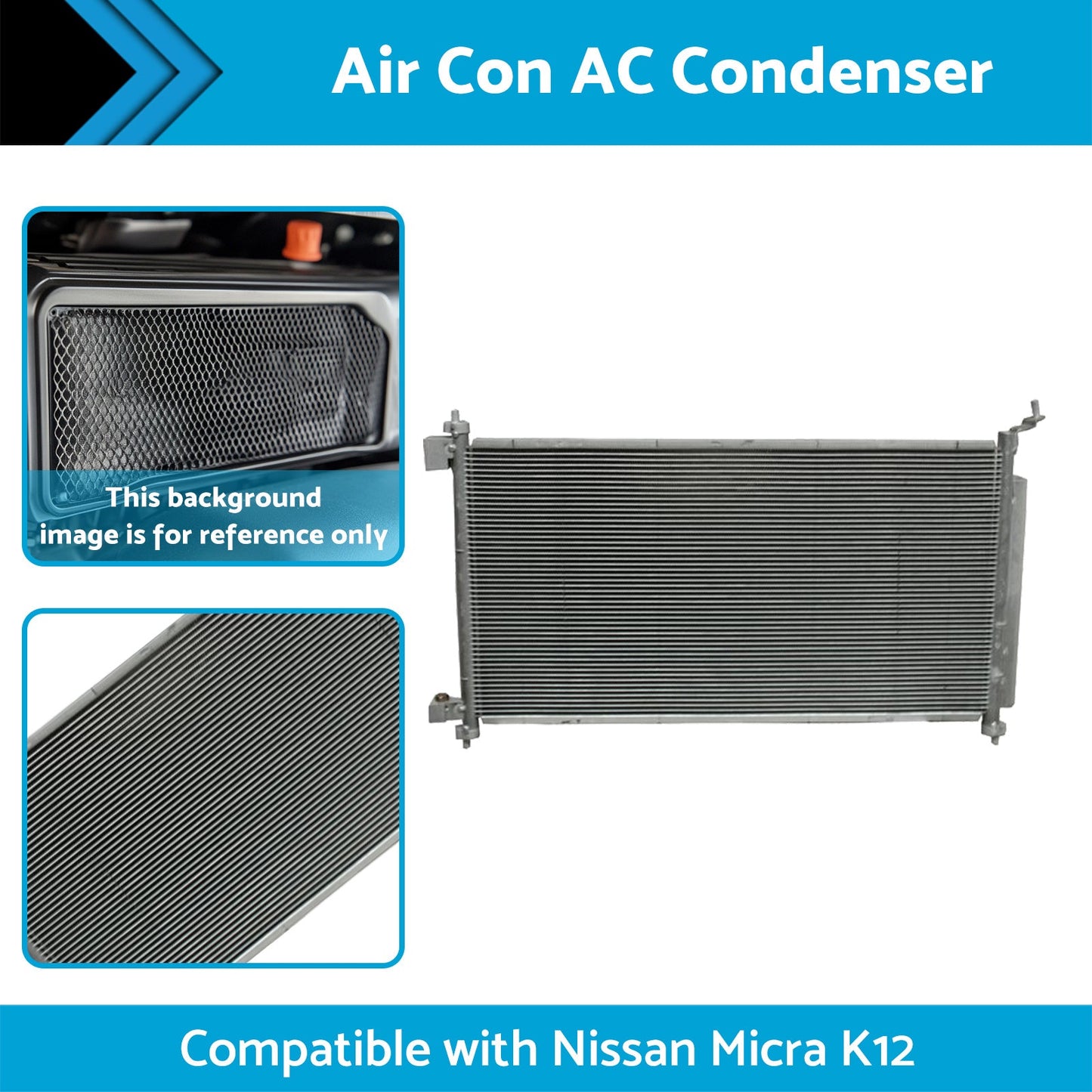 Air Con AC Condenser Suitable for Nissan Micra K12 07/2007-08/2010 650mm 16mm-1