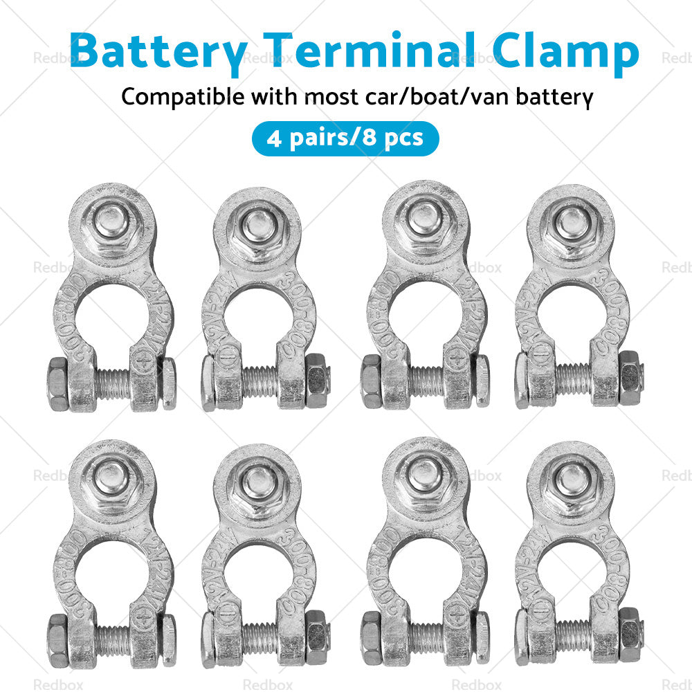 8PCS DC 12V-24V Car Battery Terminals Positive Negative Connectors Clamp Clip-3