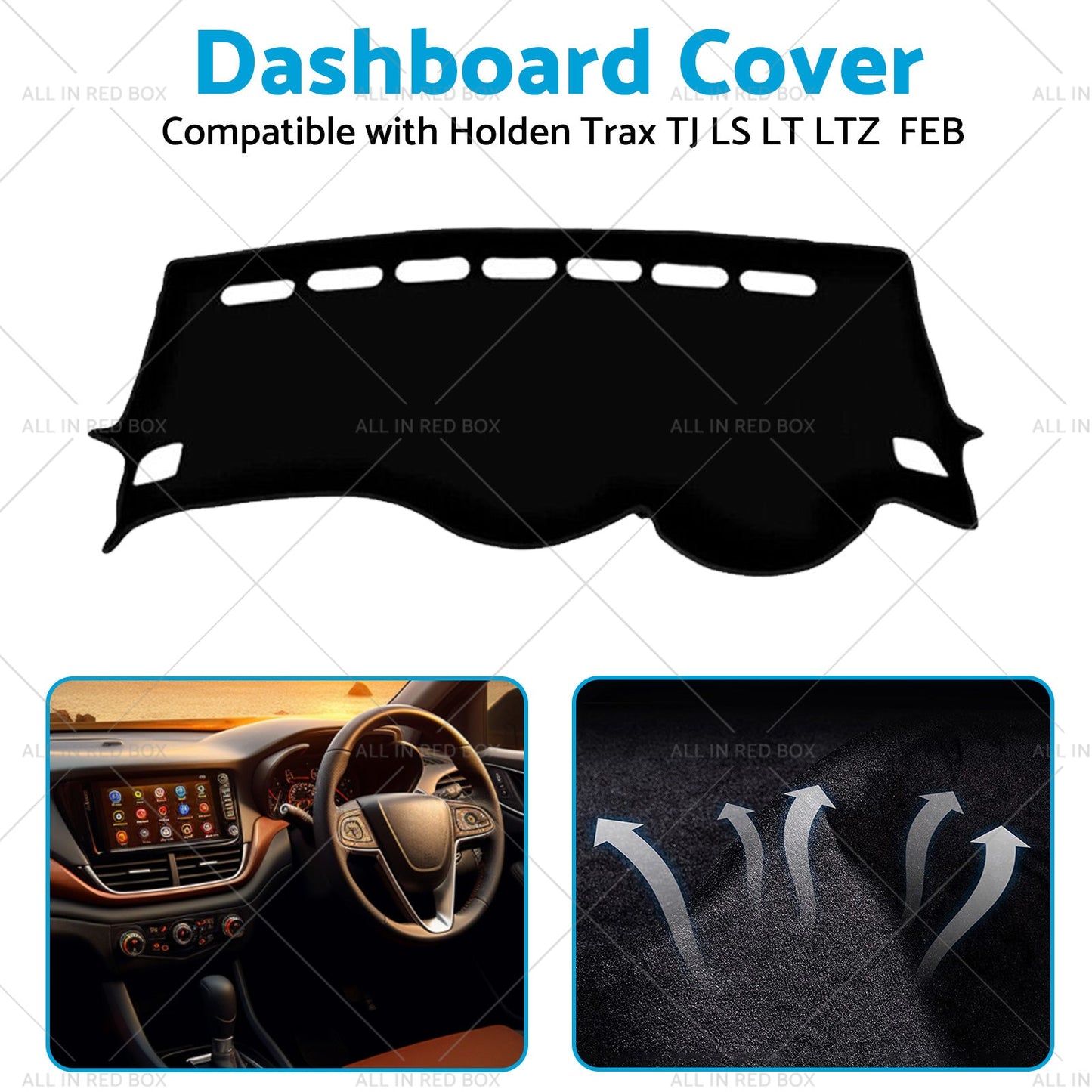 Non-Slip Dash Mat Suitablefor Holden Trax TJ LS LT LTZ MY17 FEB 2017-2019 Black-4