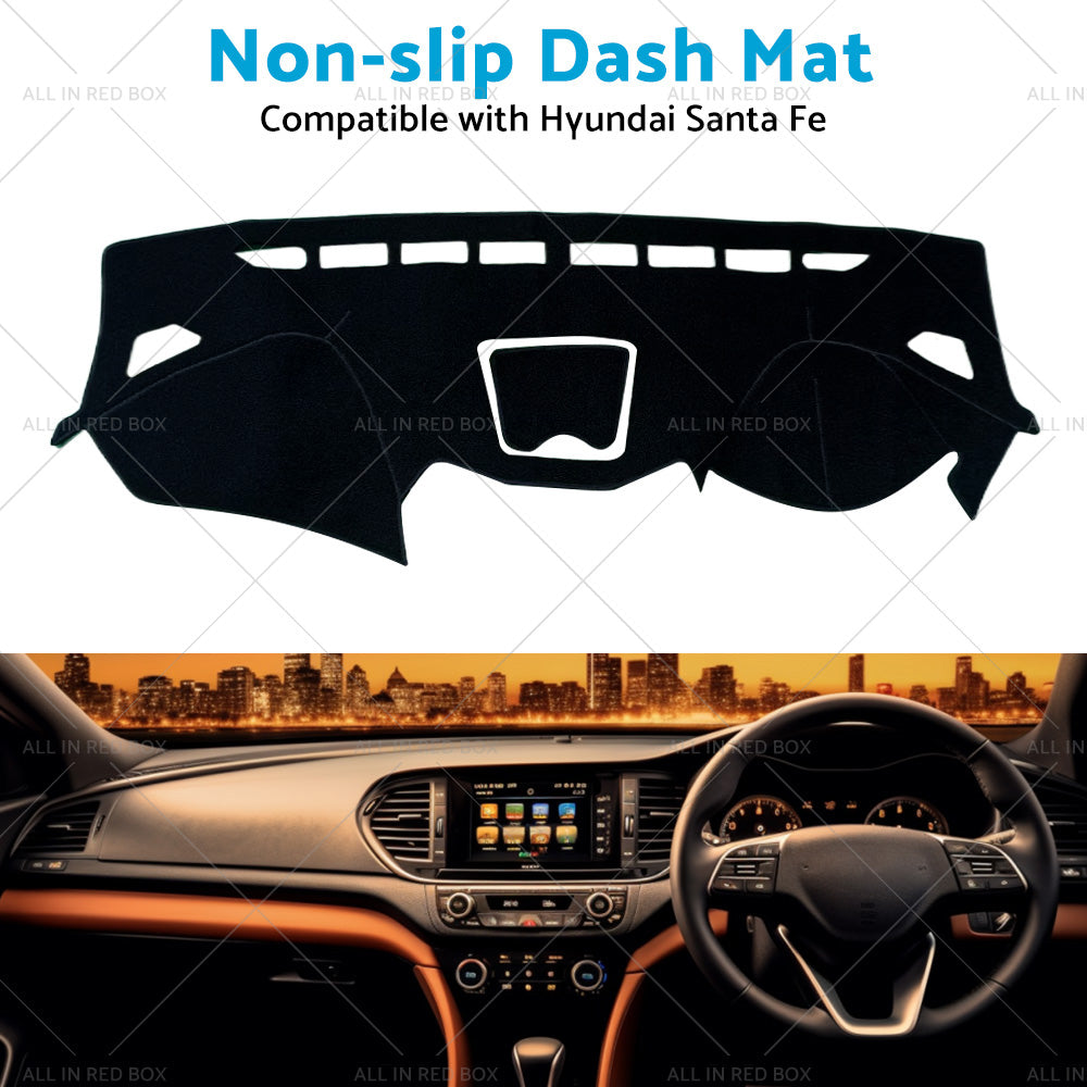 Non-Slip Dash Mat Suitable for Hyundai Santa Fe DM 2013-18 Dashboard Cover Black-3