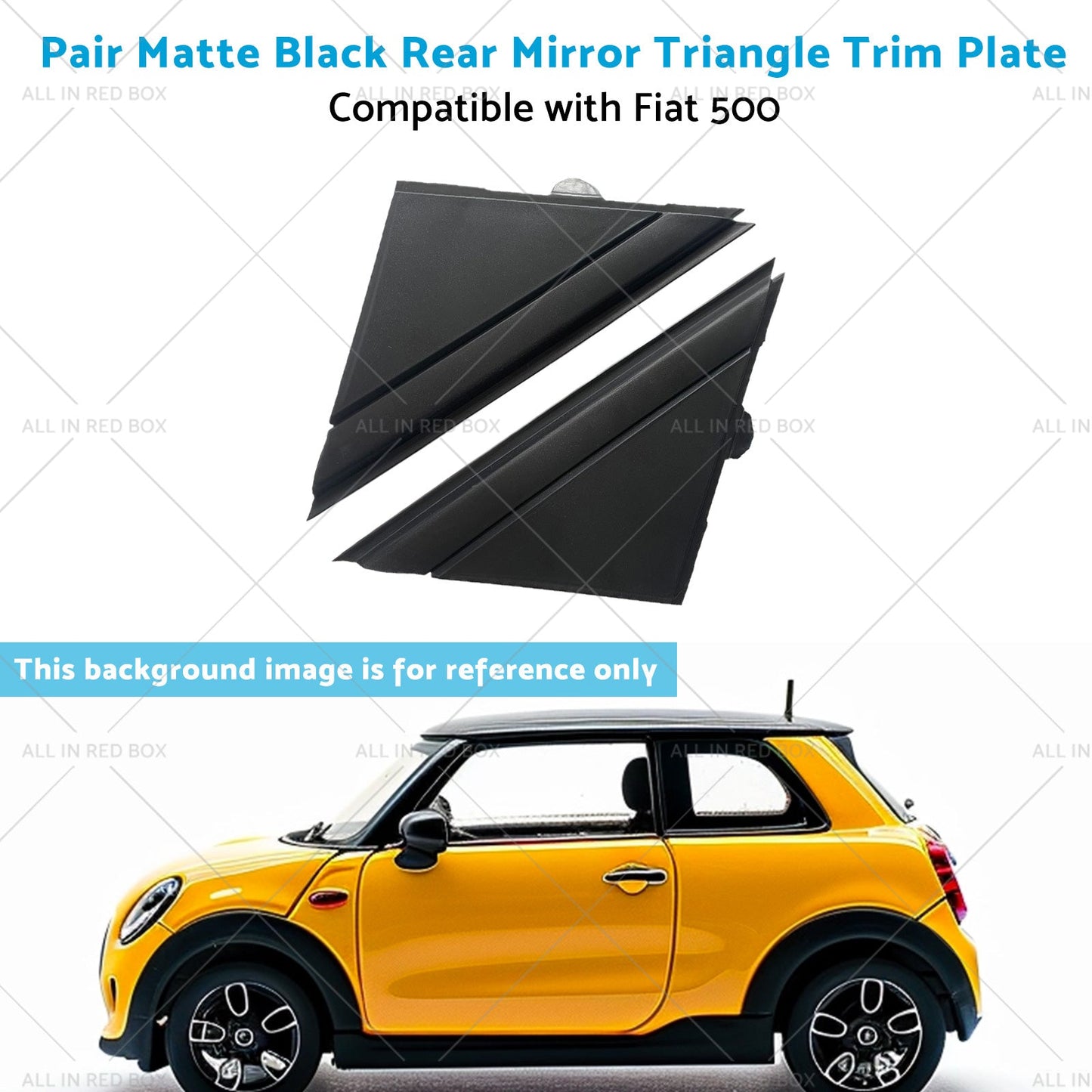 Matte Black Rear Mirror Triangle Trim Plate Suitable for 12-19 Fiat 500-4