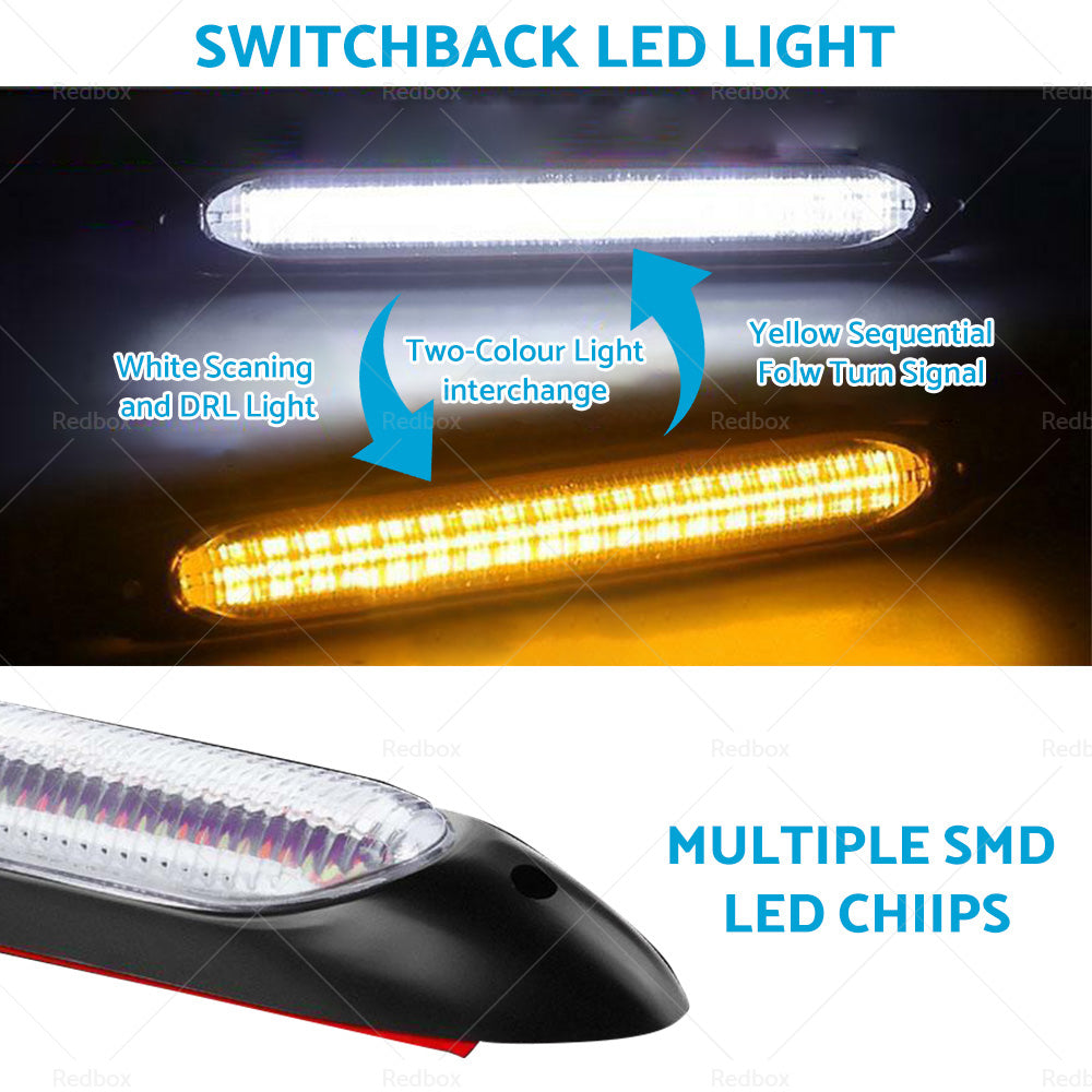 2x 15cm DRL LED Strip Lights Daytime Running Sequential Turn Signal Lamp-3