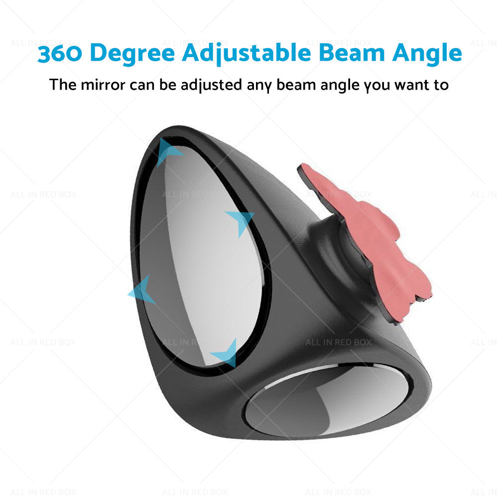 2PCS Car Exterior Panoramic Door Side Rear View Mirror Blind Spot Wide Angle 360-4