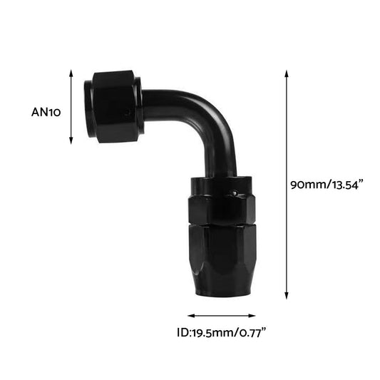 2x AN10 10 AN 90 Degree Swivel Fast Flow Oil Fuel Hose End Fitting Adaptor-1