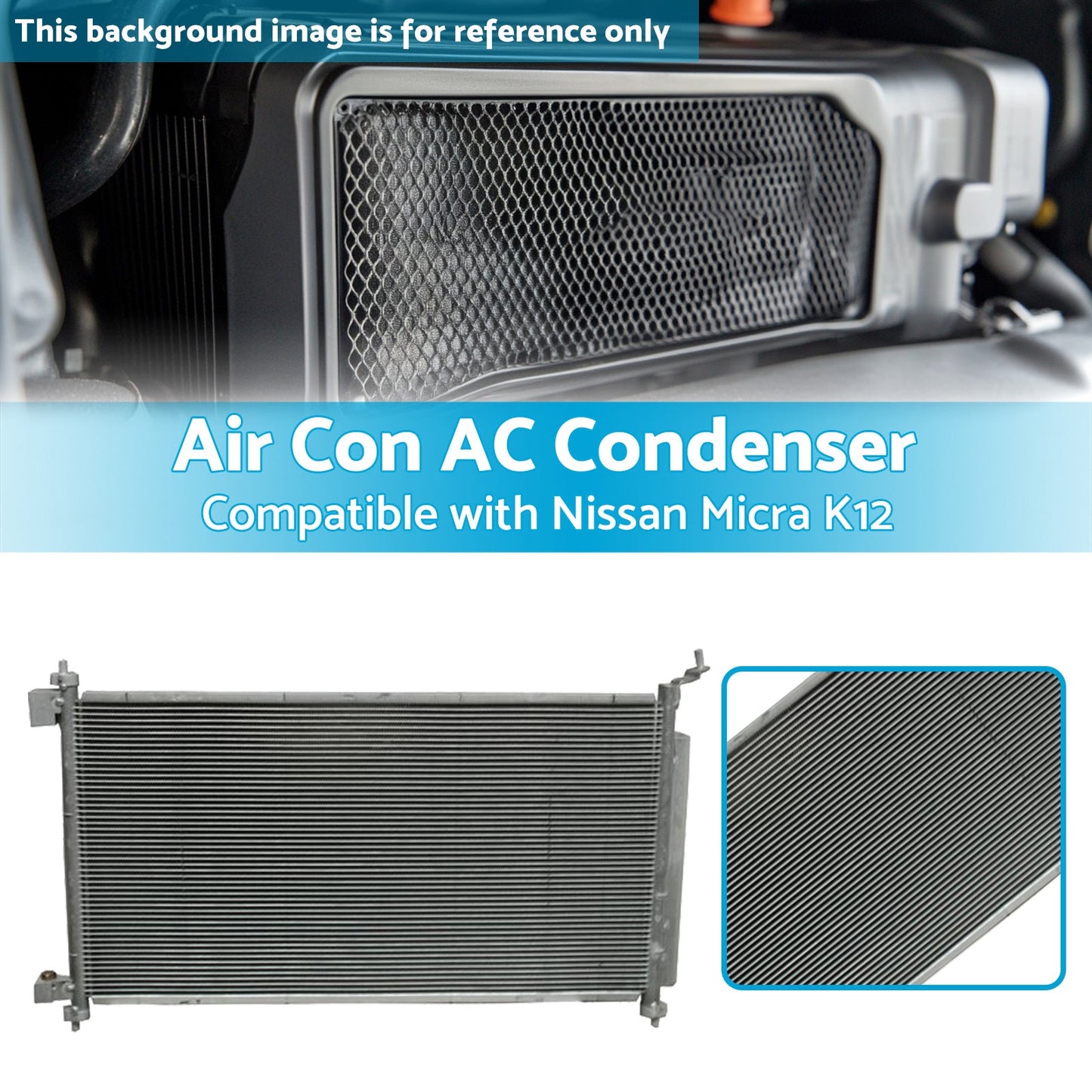 Air Con AC Condenser Suitable for Nissan Micra K12 07/2007-08/2010 650mm 16mm-2
