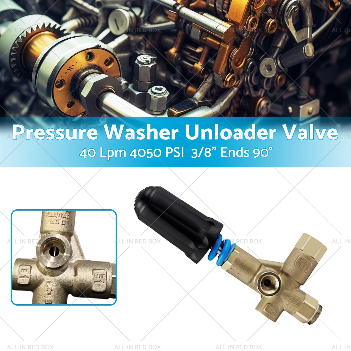 1PCS Pressure Washer Unloader Valve 40 Lpm 4050 PSI 3/8" Ends 90 degree-1