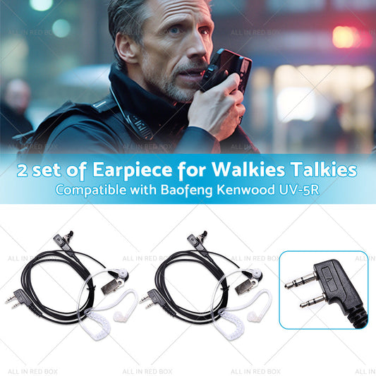 2PCS Covert Acoustic Tube Earpiece Headset Mic Suitable for Baofeng Kenwood-1