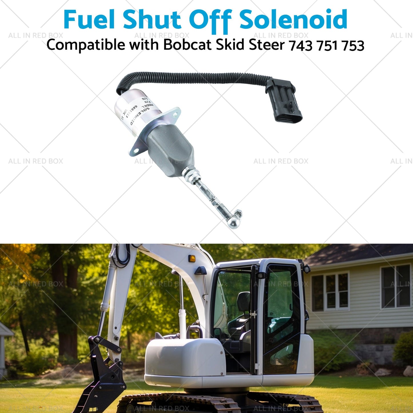 Fuel Shut Off Solenoid Kit Suitable For Bobcat Skid Steer 743 / 751 / 753 / T190 / S185-4