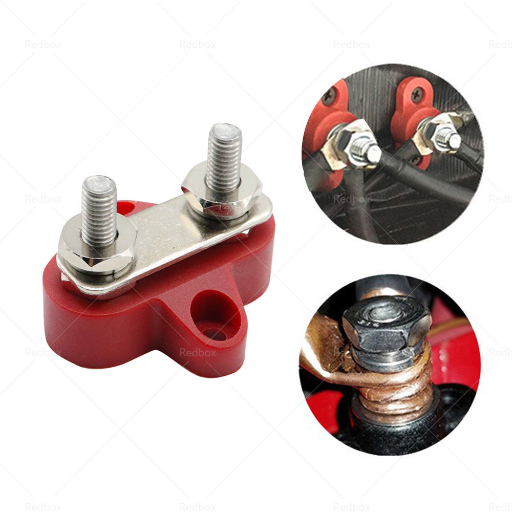 M6 Bus Bar Terminal Block Heavy Duty Red Dual Power Distribution Stud-2