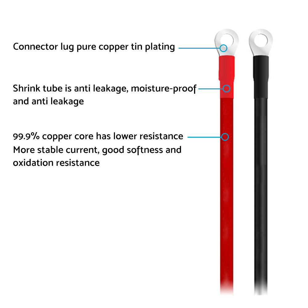 30cm Battery Joiner Connector Lead DC Wire 100A 12V 24V Cable with Lugs Red & Black-4