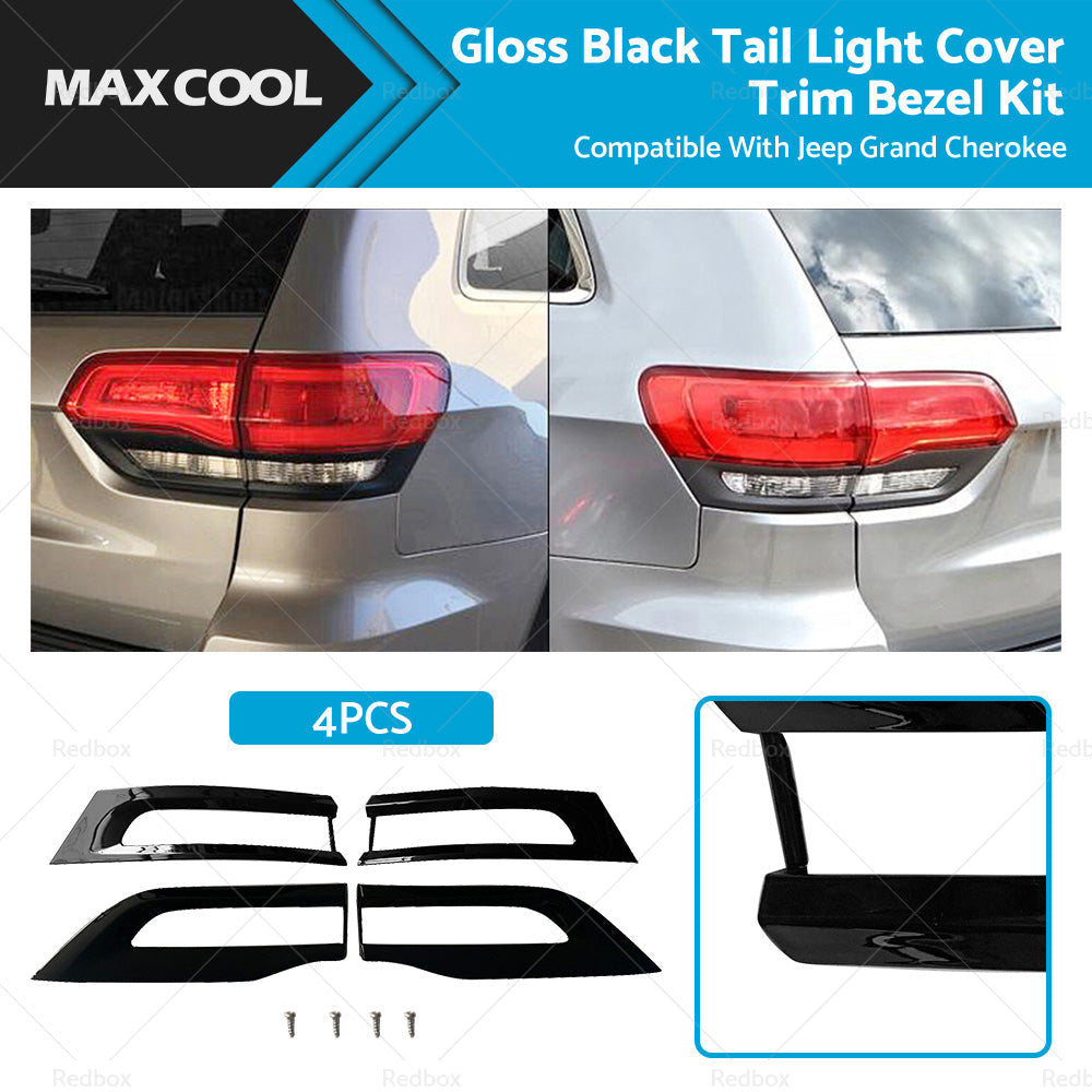 4PCS Gloss Tail Light Cover Trim Bezel Suitable For Jeep Grand Cherokee 14-20-0