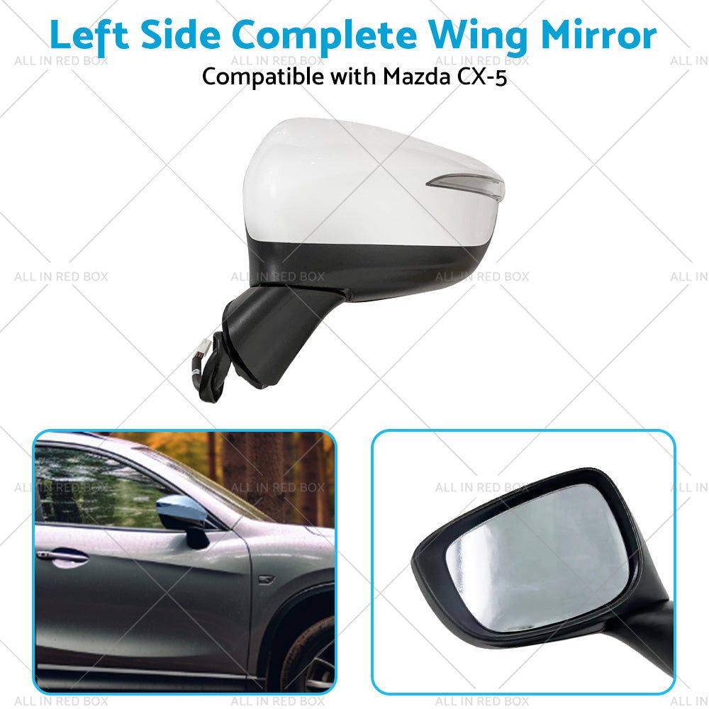 LH Door Wing Mirror Suitable for Mazda CX-5 2015-2016 No BlindSpot 8 Wires White-4