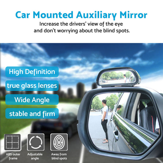 Pair Car Side Blind Spot Mirror Adjust Wide Angle Rear View HD Auxiliary Parking-1