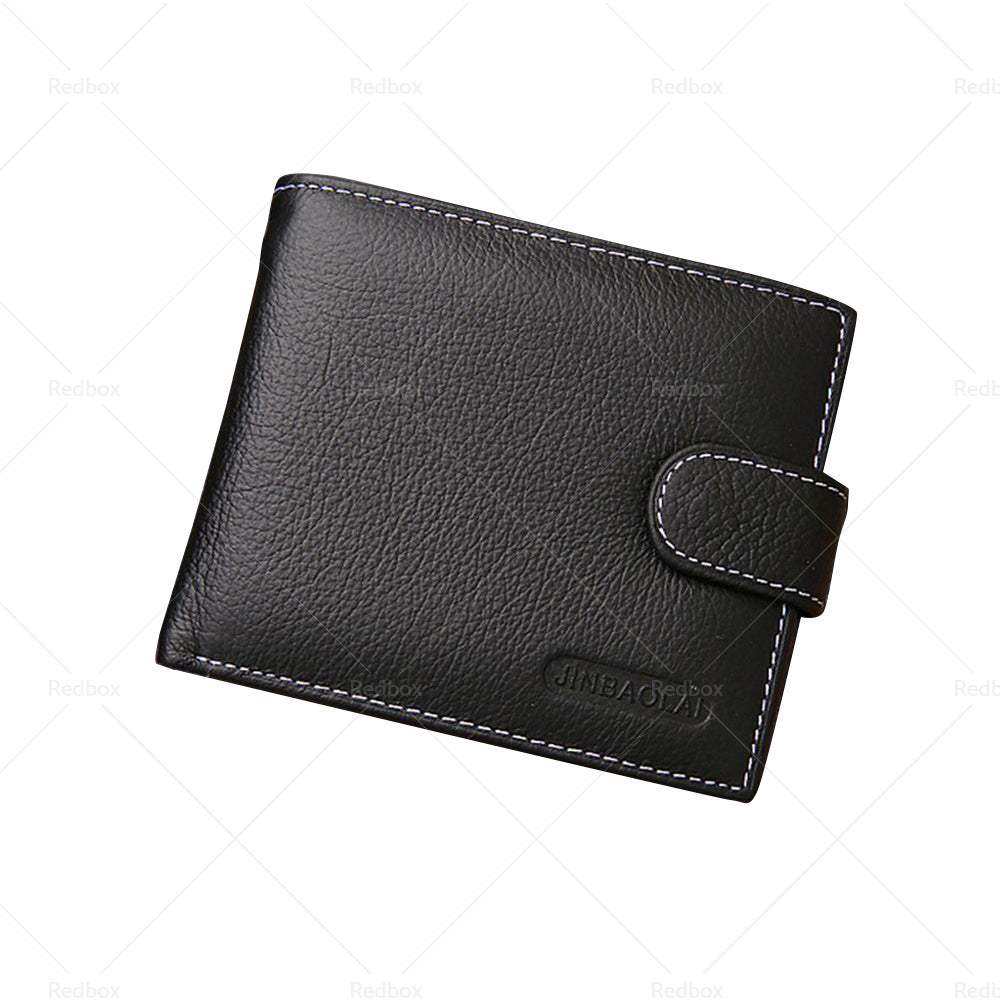 Mens Wallet Black Bi Fold with Top Layer Cowhide Leather Card Slots Coin Pocket-3