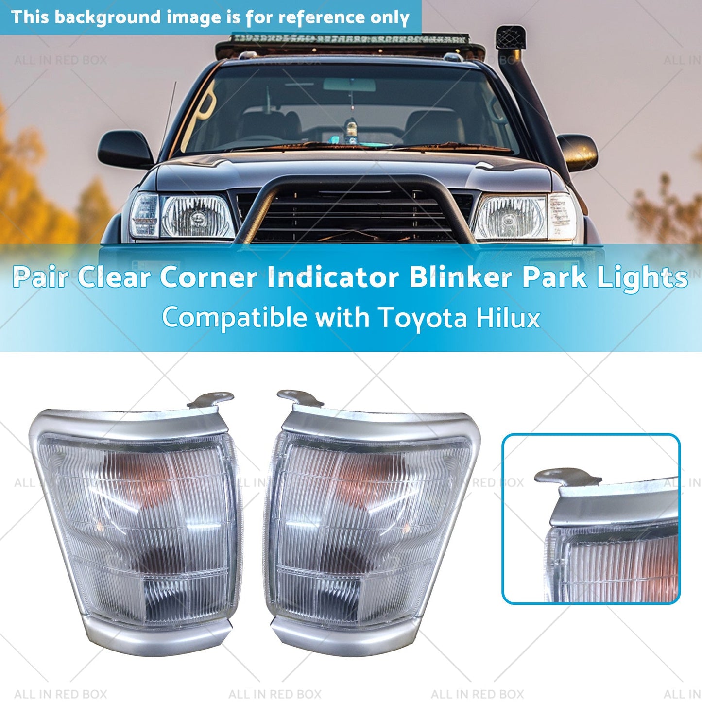 Pair Clear Corner Indicator Blinker Park Lights Suitable for 97-01 Toyota Hilux-2
