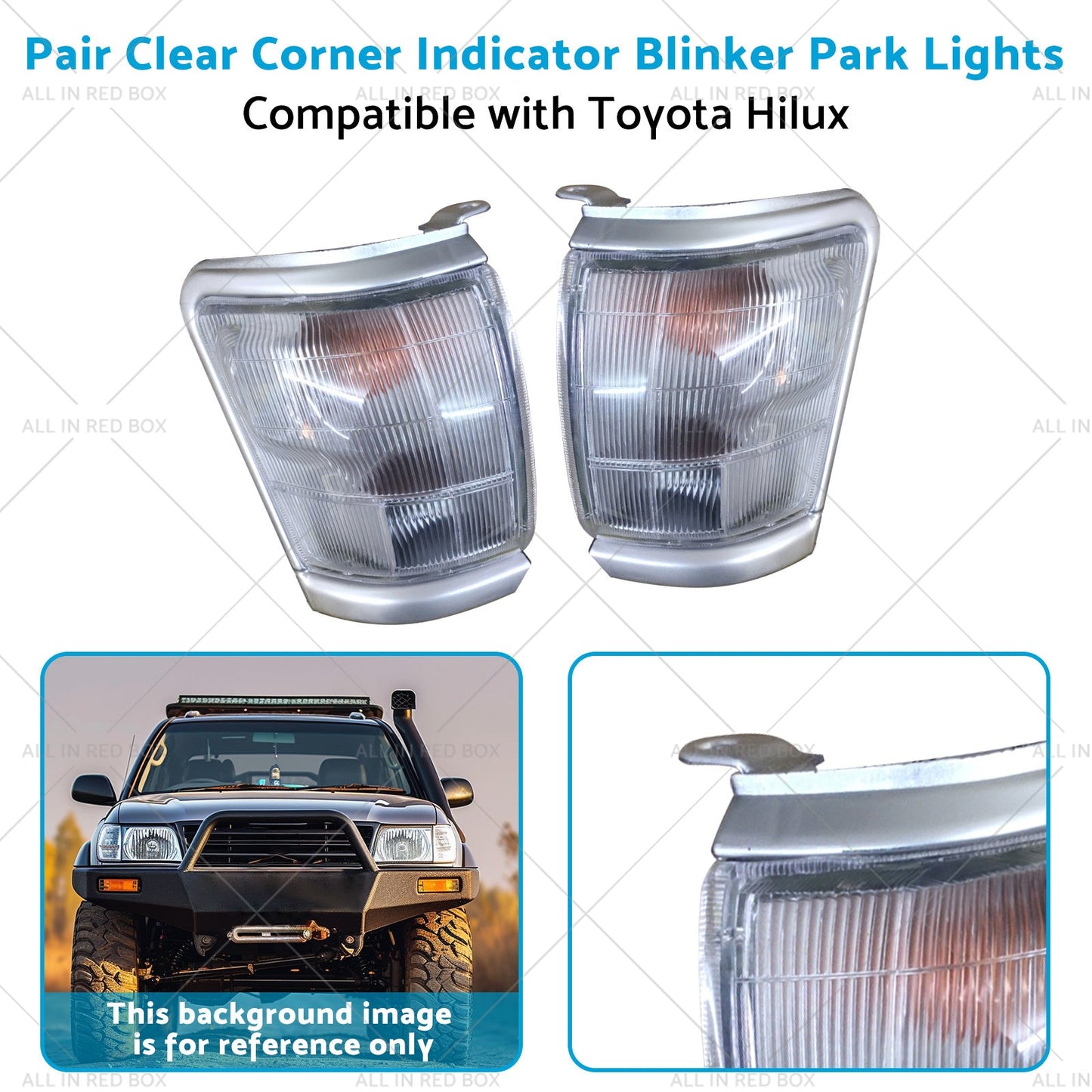 Pair Clear Corner Indicator Blinker Park Lights Suitable for 97-01 Toyota Hilux-3